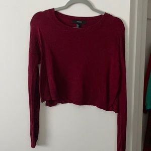 F21 Cropped Maroon Sweater